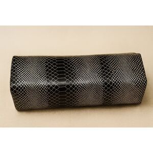 Black Gold Snake Print Neck Pillow Headrest Cushion 11.5"x3.5"x3" Handmade